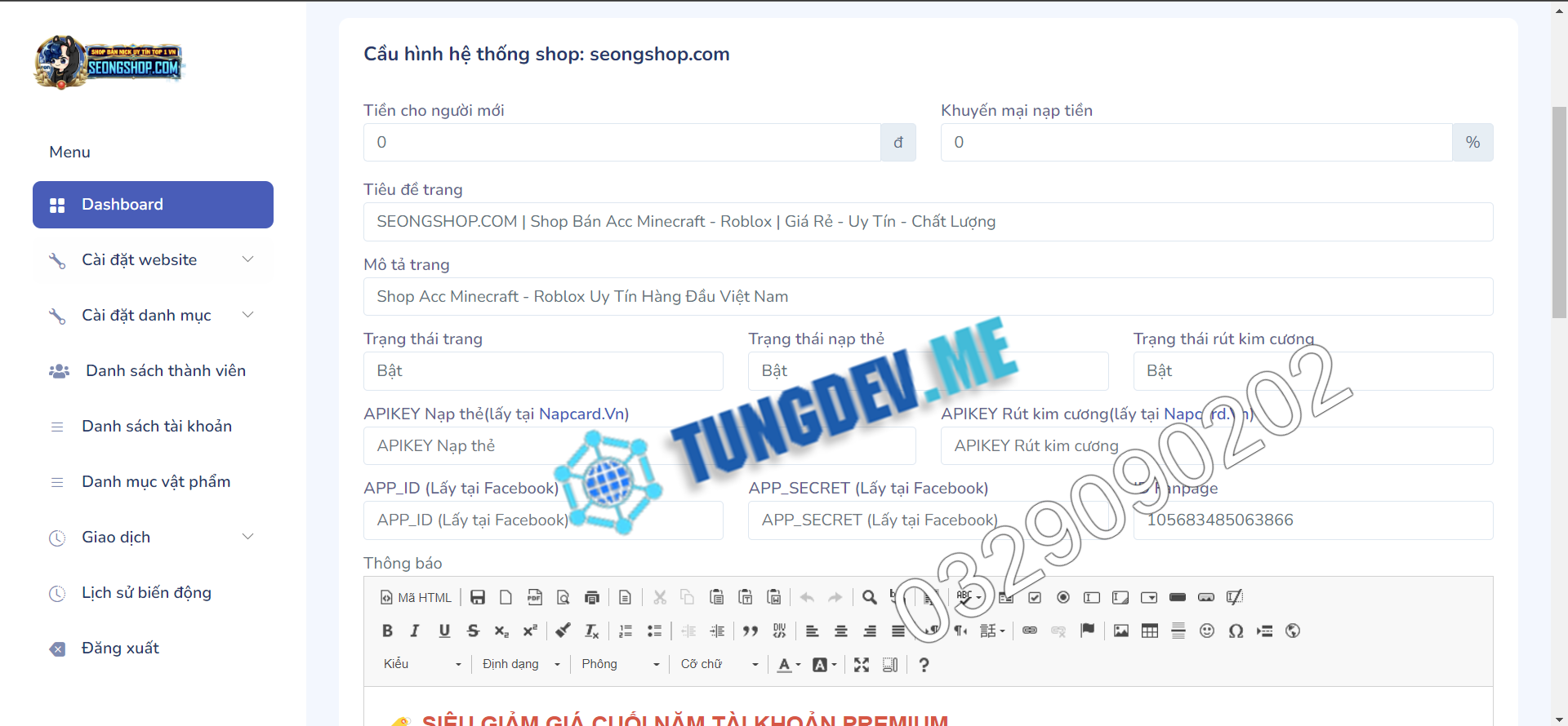 Thiết kế website Tungdev